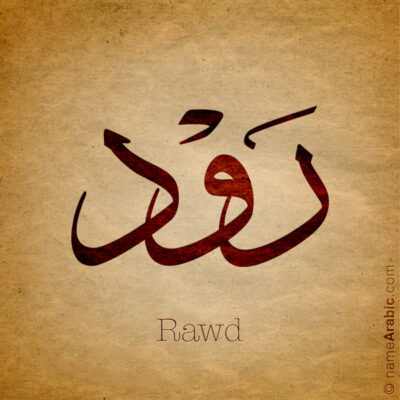 Rawd name with Arabic calligraphy, Thuluth style - تصميم اسم رود بالخط العربي ، تصميم بخط الثلث - ابحث عن التصميم الاسماء هنا
